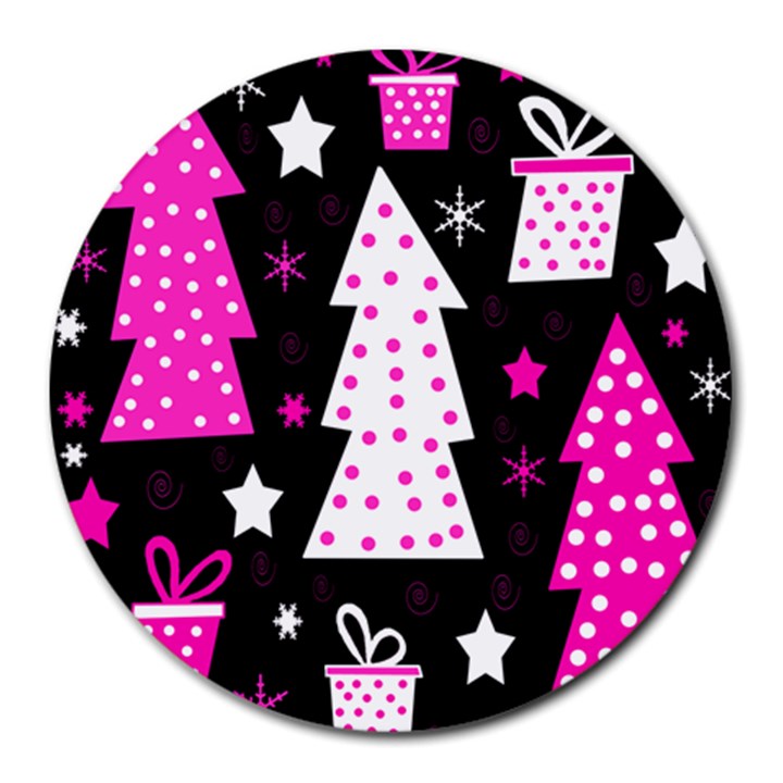 Pink playful Xmas Round Mousepads