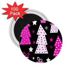 Pink Playful Xmas 2 25  Magnets (100 Pack) 