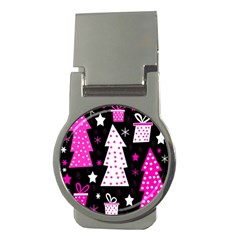 Pink Playful Xmas Money Clips (round)  by Valentinaart