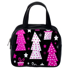 Pink Playful Xmas Classic Handbags (one Side) by Valentinaart