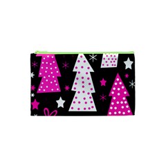 Pink Playful Xmas Cosmetic Bag (xs) by Valentinaart