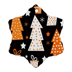 Orange Playful Xmas Snowflake Ornament (2-side) by Valentinaart