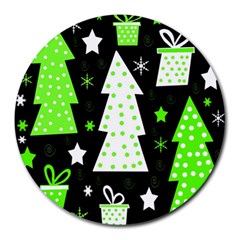 Green Playful Xmas Round Mousepads by Valentinaart