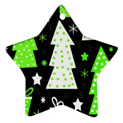 Green Playful Xmas Ornament (star)  by Valentinaart