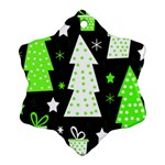 Green Playful Xmas Ornament (Snowflake)  Front