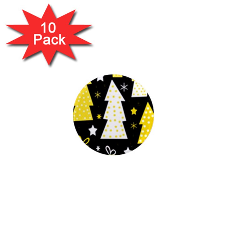 Yellow playful Xmas 1  Mini Magnet (10 pack) 