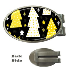 Yellow Playful Xmas Money Clips (oval)  by Valentinaart