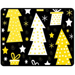 Yellow Playful Xmas Fleece Blanket (medium)  by Valentinaart