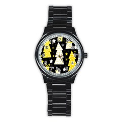 Yellow Playful Xmas Stainless Steel Round Watch by Valentinaart