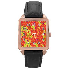 Orange Design Rose Gold Leather Watch  by Valentinaart