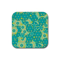 Cyan Design Rubber Coaster (square)  by Valentinaart