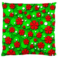 Xmas Flowers Large Cushion Case (one Side) by Valentinaart