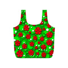 Xmas Flowers Full Print Recycle Bags (s)  by Valentinaart