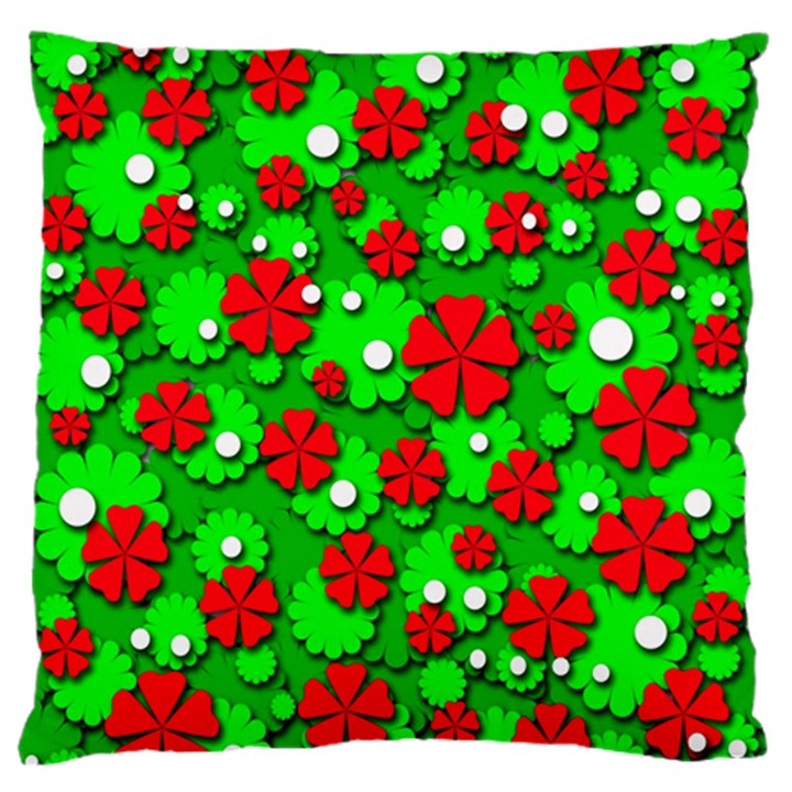 Xmas flowers Large Flano Cushion Case (One Side)