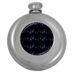 Xmas elegant blue snowflakes Round Hip Flask (5 oz) Front