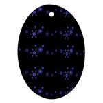 Xmas elegant blue snowflakes Oval Ornament (Two Sides) Back