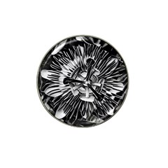 Black And White Passion Flower Passiflora  Hat Clip Ball Marker by yoursparklingshop
