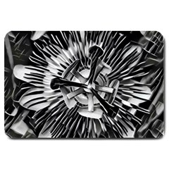 Black And White Passion Flower Passiflora  Large Doormat 