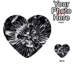 Black And White Passion Flower Passiflora  Multi-purpose Cards (Heart)  Back 16