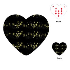 Yellow Elegant Xmas Snowflakes Playing Cards (heart) 