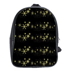 Yellow Elegant Xmas Snowflakes School Bags(large)  by Valentinaart