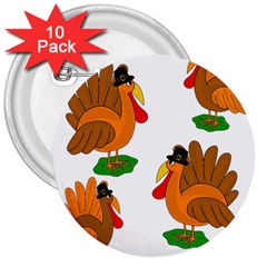 Thanksgiving Turkeys 3  Buttons (10 Pack)  by Valentinaart