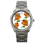 Thanksgiving turkeys Sport Metal Watch Front