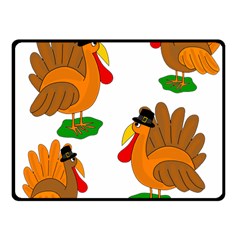 Thanksgiving Turkeys Fleece Blanket (small) by Valentinaart