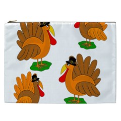 Thanksgiving Turkeys Cosmetic Bag (xxl)  by Valentinaart