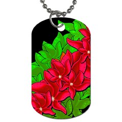 Xmas Red Flowers Dog Tag (two Sides) by Valentinaart