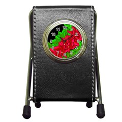 Xmas Red Flowers Pen Holder Desk Clocks by Valentinaart