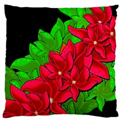 Xmas Red Flowers Large Flano Cushion Case (one Side) by Valentinaart