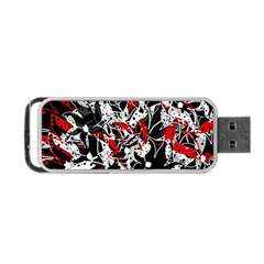 Red Abstract Flowers Portable Usb Flash (two Sides) by Valentinaart