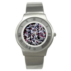 Decorative Abstract Floral Desing Stainless Steel Watch by Valentinaart