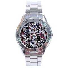 Decorative Abstract Floral Desing Stainless Steel Analogue Watch by Valentinaart