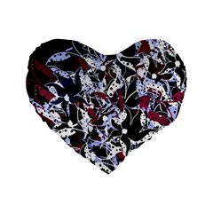 Decorative Abstract Floral Desing Standard 16  Premium Flano Heart Shape Cushions by Valentinaart