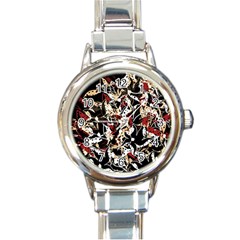 Abstract Floral Design Round Italian Charm Watch by Valentinaart