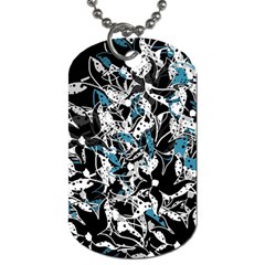 Blue Abstract Flowers Dog Tag (two Sides) by Valentinaart