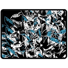 Blue Abstract Flowers Fleece Blanket (large)  by Valentinaart