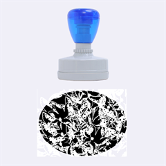 Blue Abstract Flowers Rubber Oval Stamps