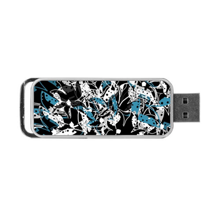 Blue abstract flowers Portable USB Flash (Two Sides)