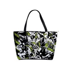 Green Floral Abstraction Shoulder Handbags by Valentinaart