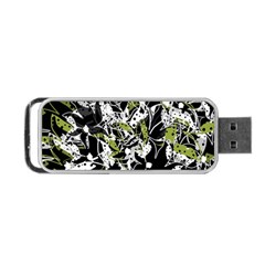 Green Floral Abstraction Portable Usb Flash (two Sides) by Valentinaart