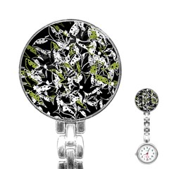 Green Floral Abstraction Stainless Steel Nurses Watch