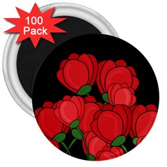 Red Tulips 3  Magnets (100 Pack) by Valentinaart