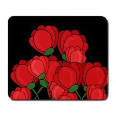 Red Tulips Large Mousepads by Valentinaart