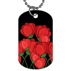 Red Tulips Dog Tag (two Sides) by Valentinaart