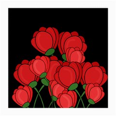 Red Tulips Medium Glasses Cloth by Valentinaart