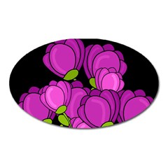 Purple tulips Oval Magnet