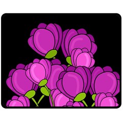 Purple tulips Fleece Blanket (Medium) 